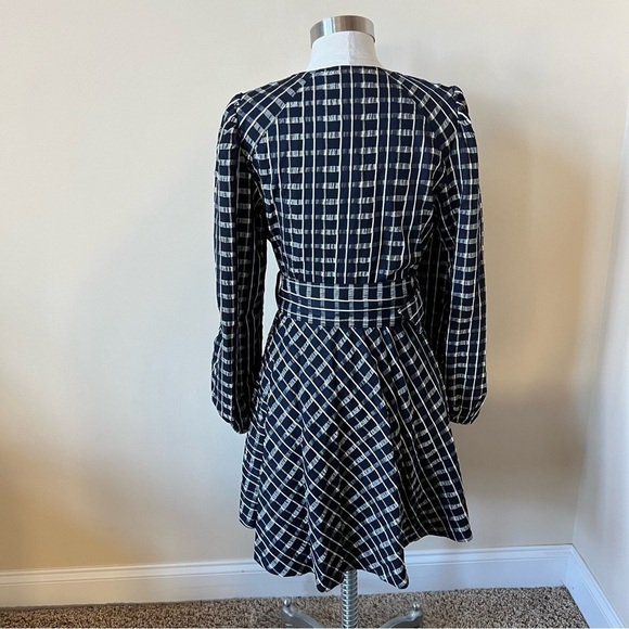 New! Tanya Taylor Nicola Puff-Sleeve Belted Check Mini Dress nwt 17334 - Picture 8 of 15